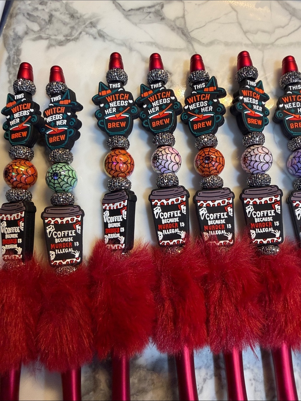 Red Witch Brew Decorative Party Pens - Unbranded